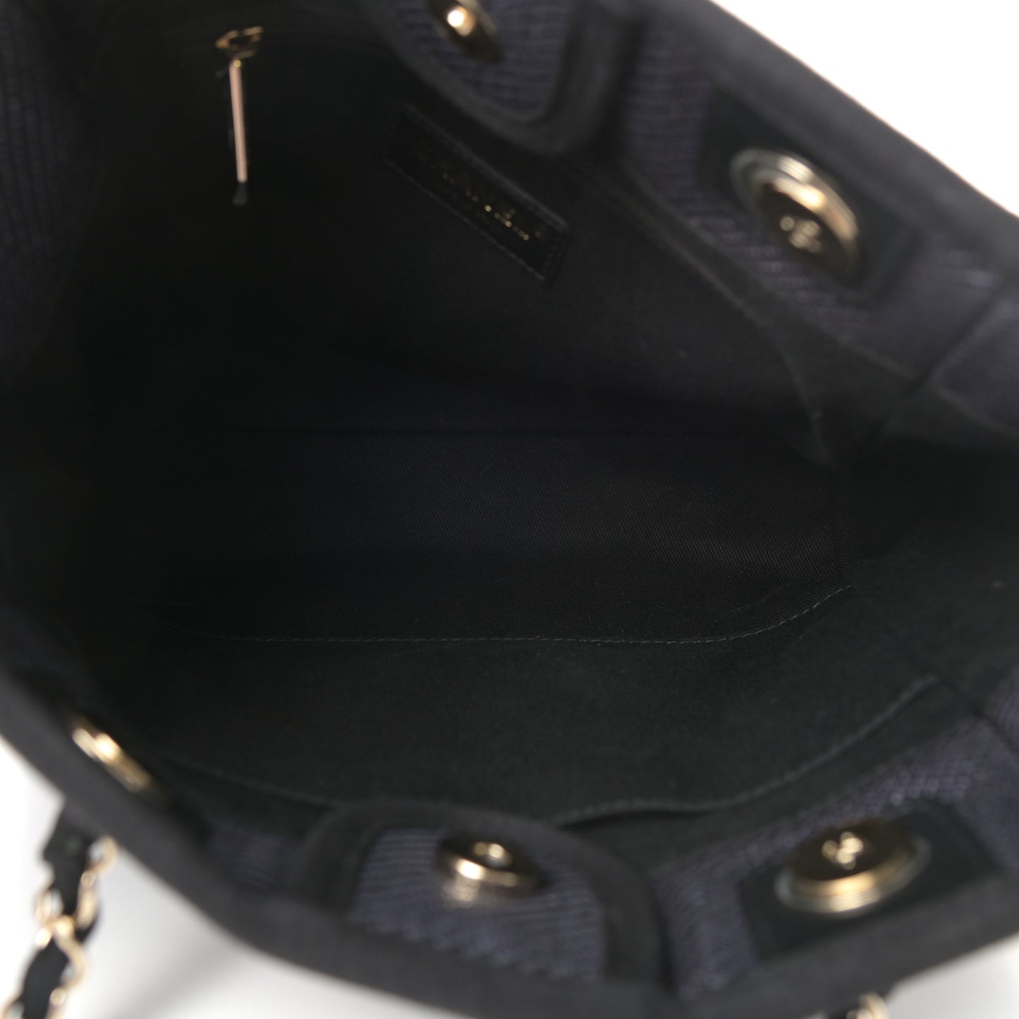 Mixed Fibers Calfskin Mini Deauville Tote Black
