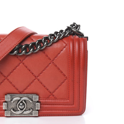Chanel Calfskin Double Stitch Small Boy Flap Red 11 of 12