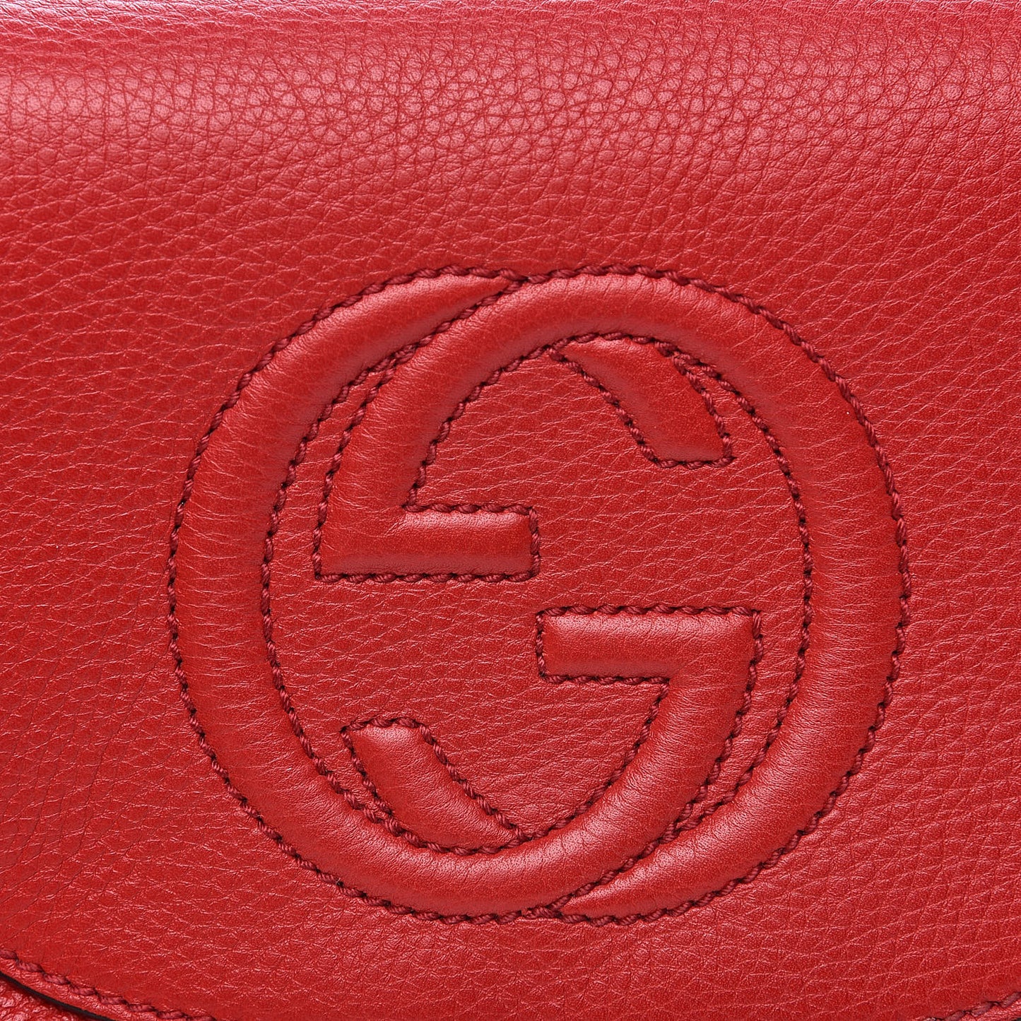 Pebbled Calfskin Small Soho Flap Crossbody Red
