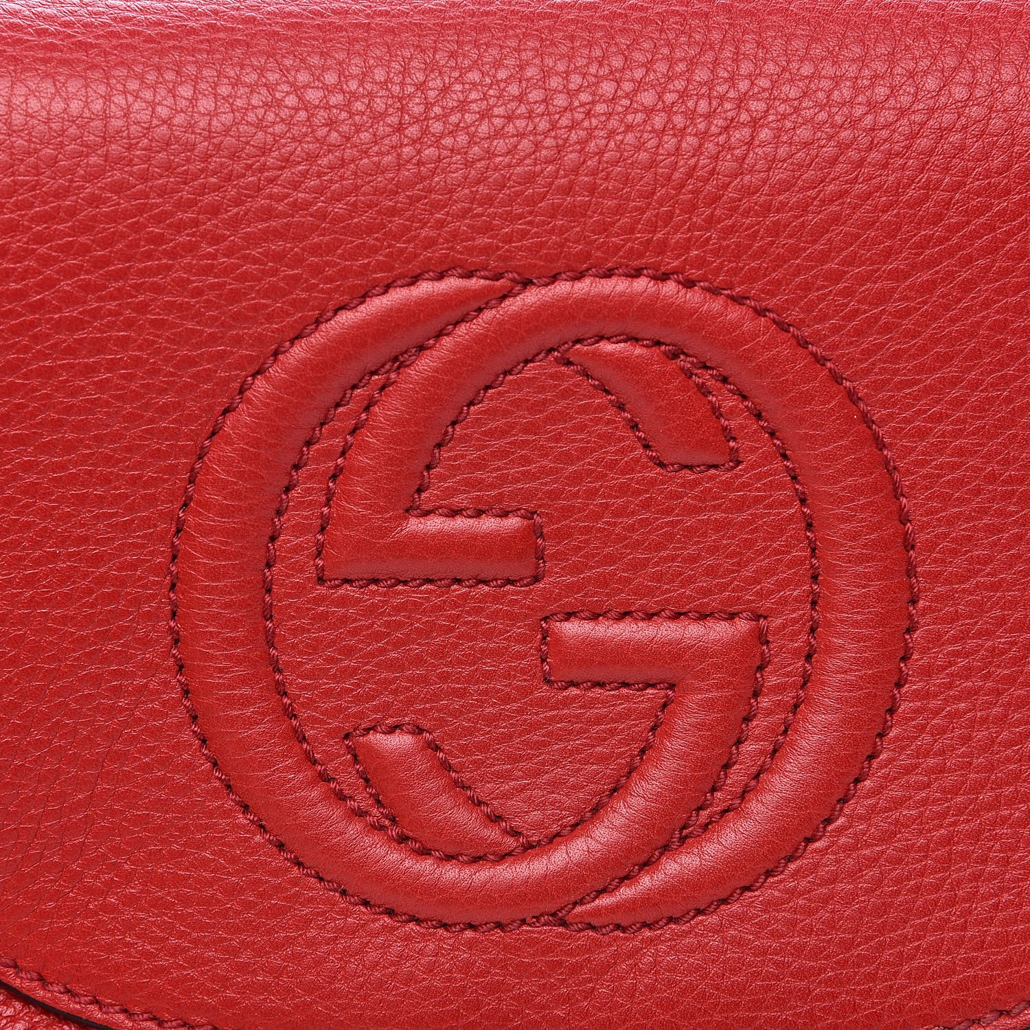 Gucci Pebbled Calfskin Small Soho Flap Crossbody Red 10 of 10