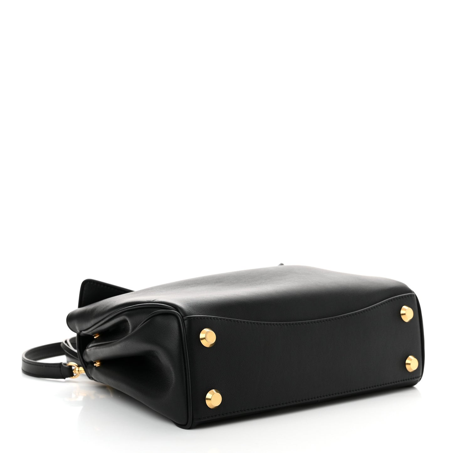 Natural Smooth Calfskin Small Rodeo Top Handle Handbag Black