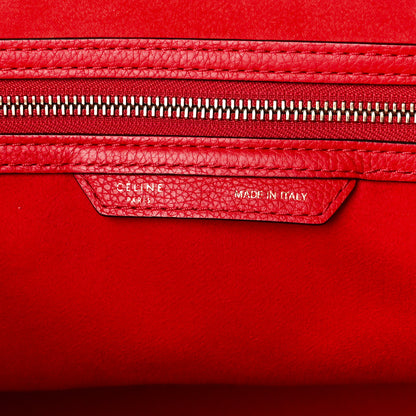 Celine Drummed Calfskin Mini Luggage Coquelicot 6 of 12