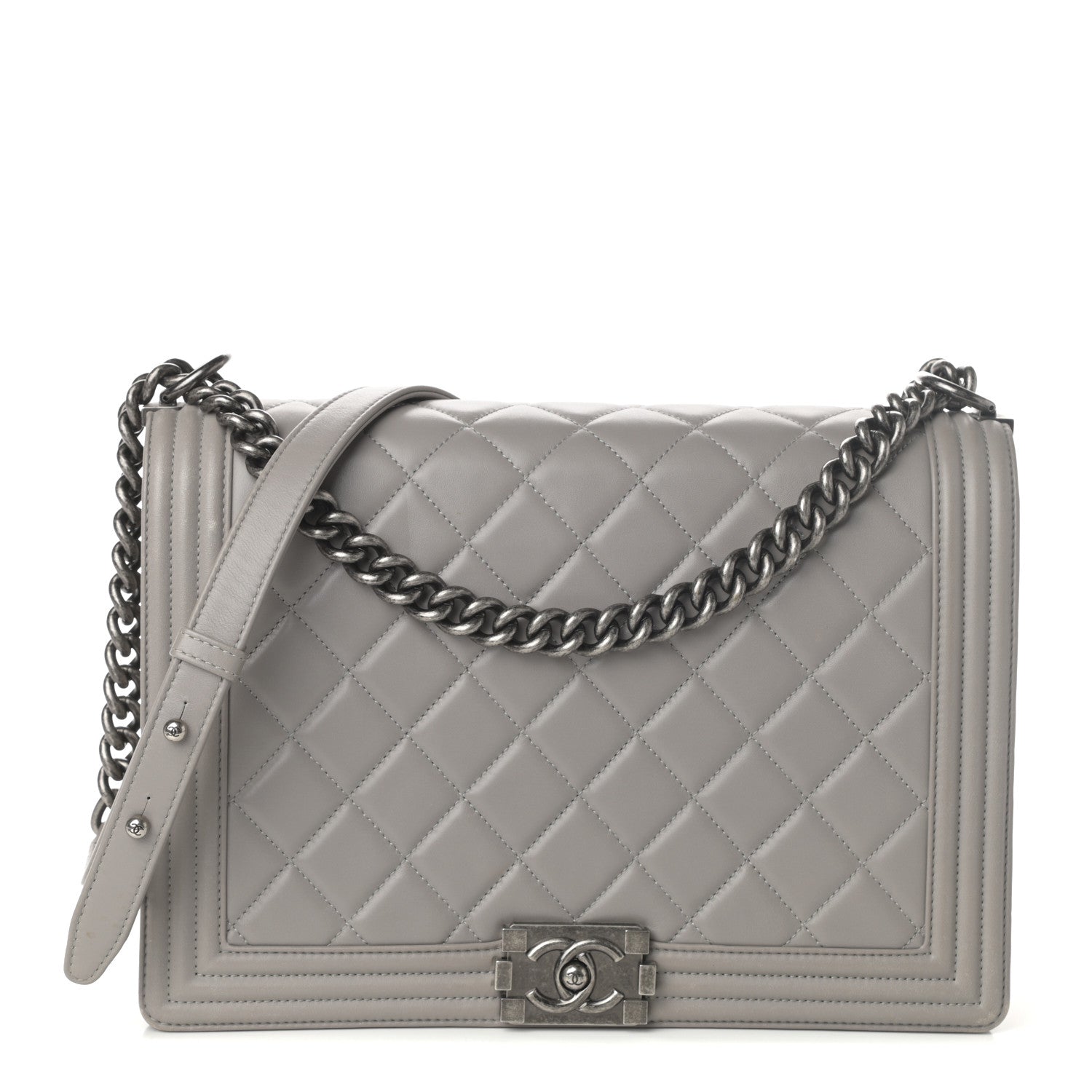 Chanel Lambskin Quilted Large Boy Flap Grey 1 of 10