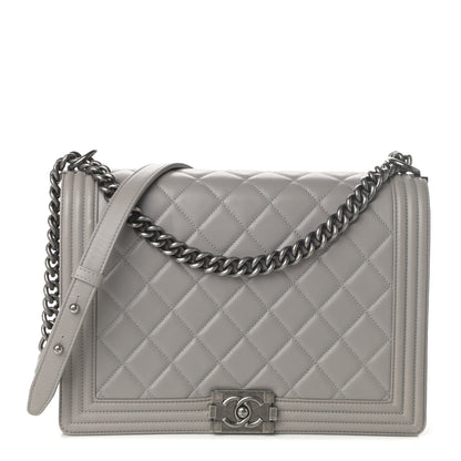 Chanel Lambskin Quilted Large Boy Flap Grey 1 of 10