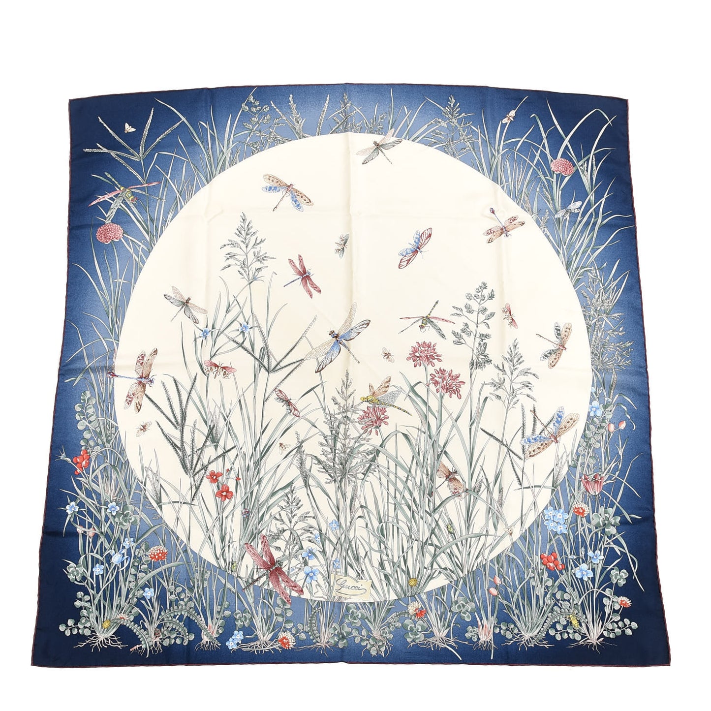Silk Moonlight Filed Square Scarf Blue