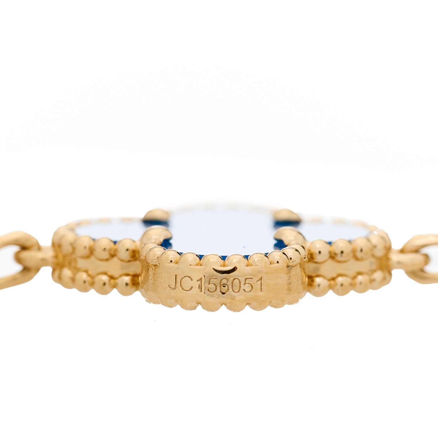Van Cleef & Arpels 18K Yellow Gold Blue Agate 5 Motifs Vintage Alhambra Bracelet 4 of 4