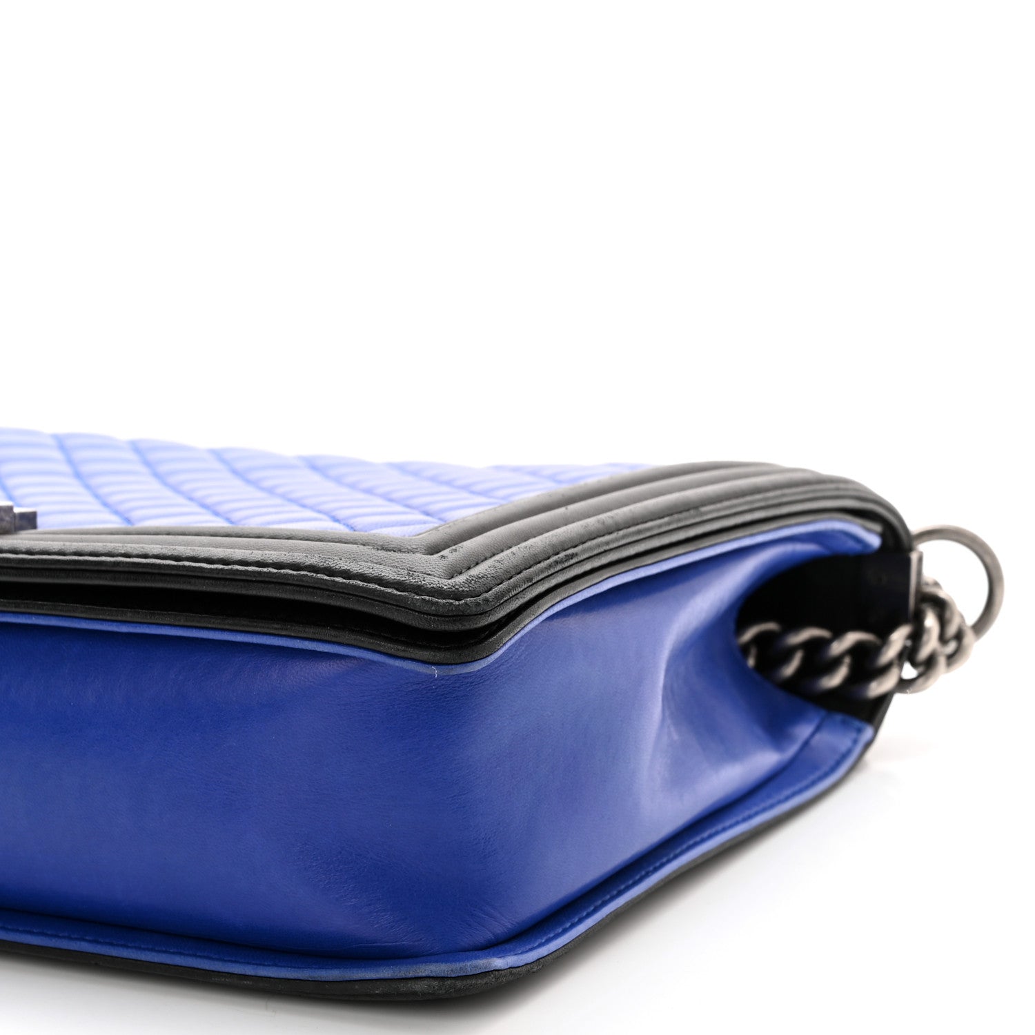 Chanel Lambskin Quilted Large Boy Flap Blue Black 10 of 12