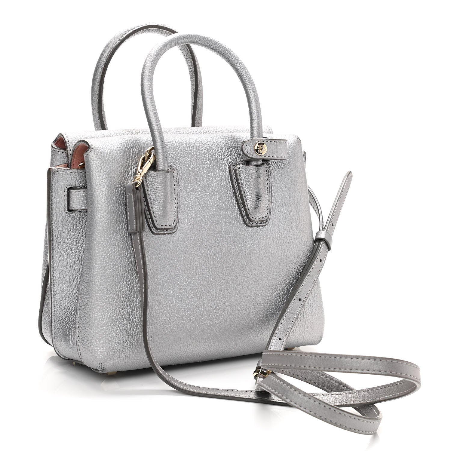 MCM Metallic Grained Calfskin Mini Milla Tote Spike Silver 3 of 11