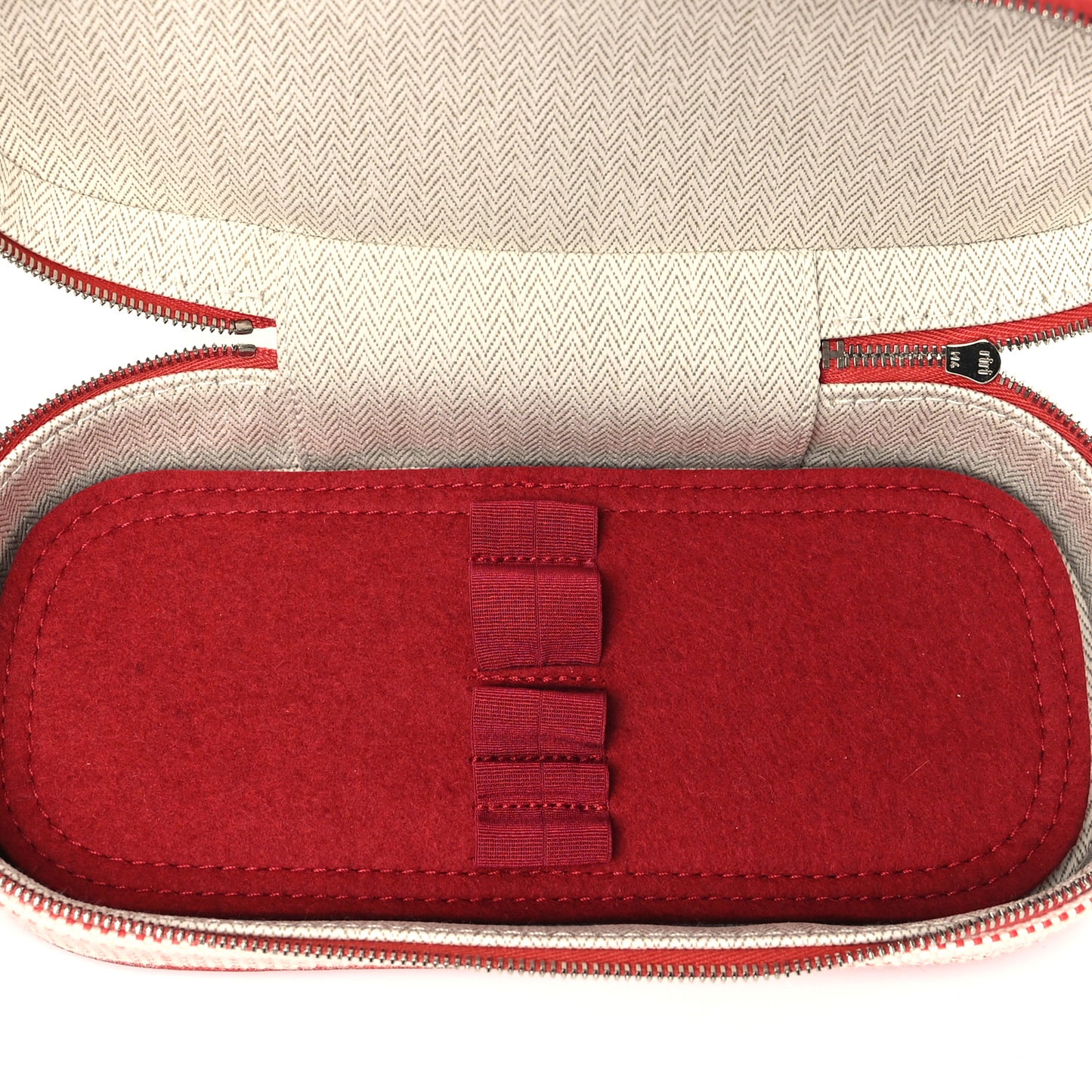 Cotton H Canvas Lambskin Escale Case Vermillon