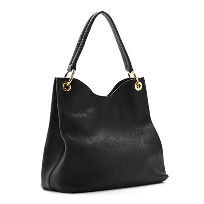 Prada Vitello Phenix Embossed Logo Hobo Black 3 of 9