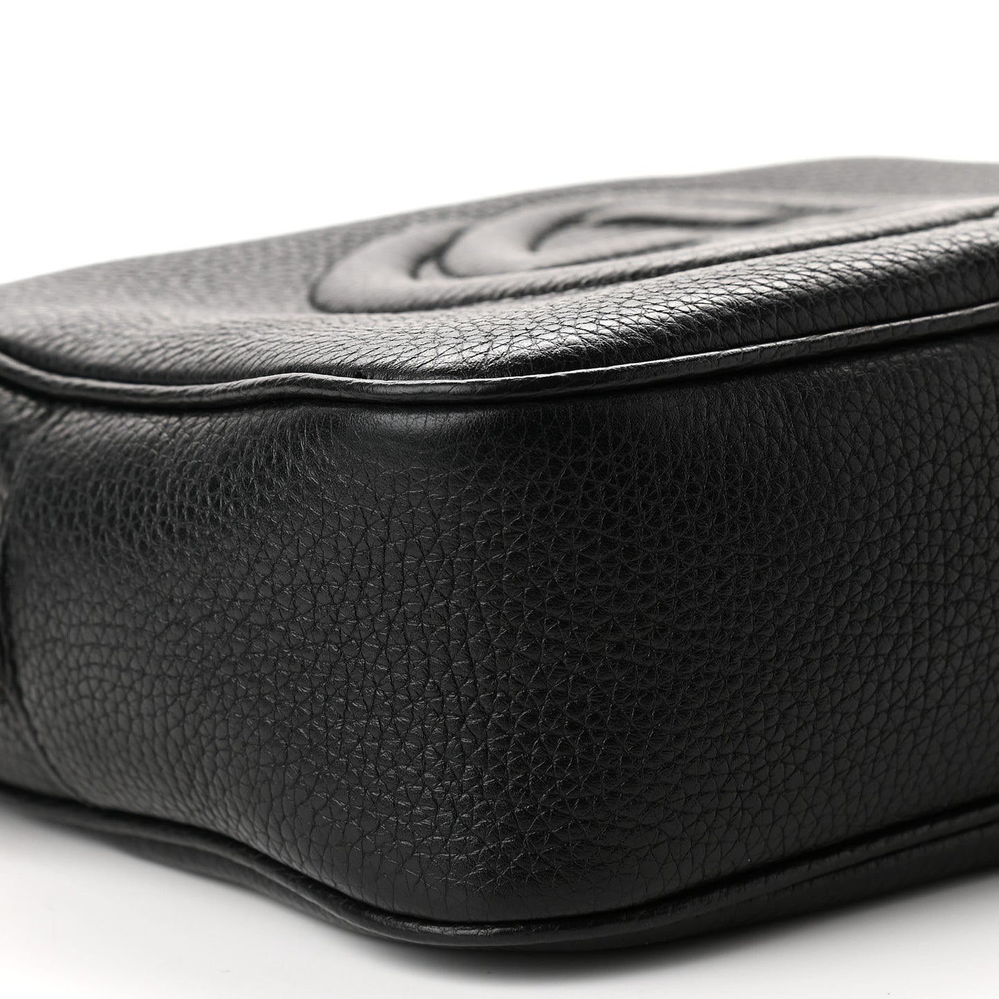 Pebbled Calfskin Small Soho Disco Bag Black