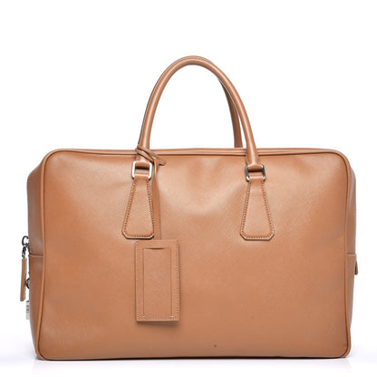 Prada Saffiano Travel Briefcase Beige 1 of 16