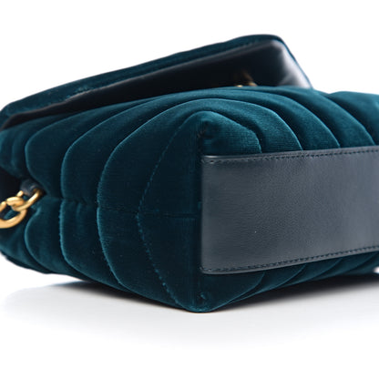 Saint Laurent Velvet Y Quilted Monogram Toy Loulou Chain Satchel Dark Ottanio 7 of 10