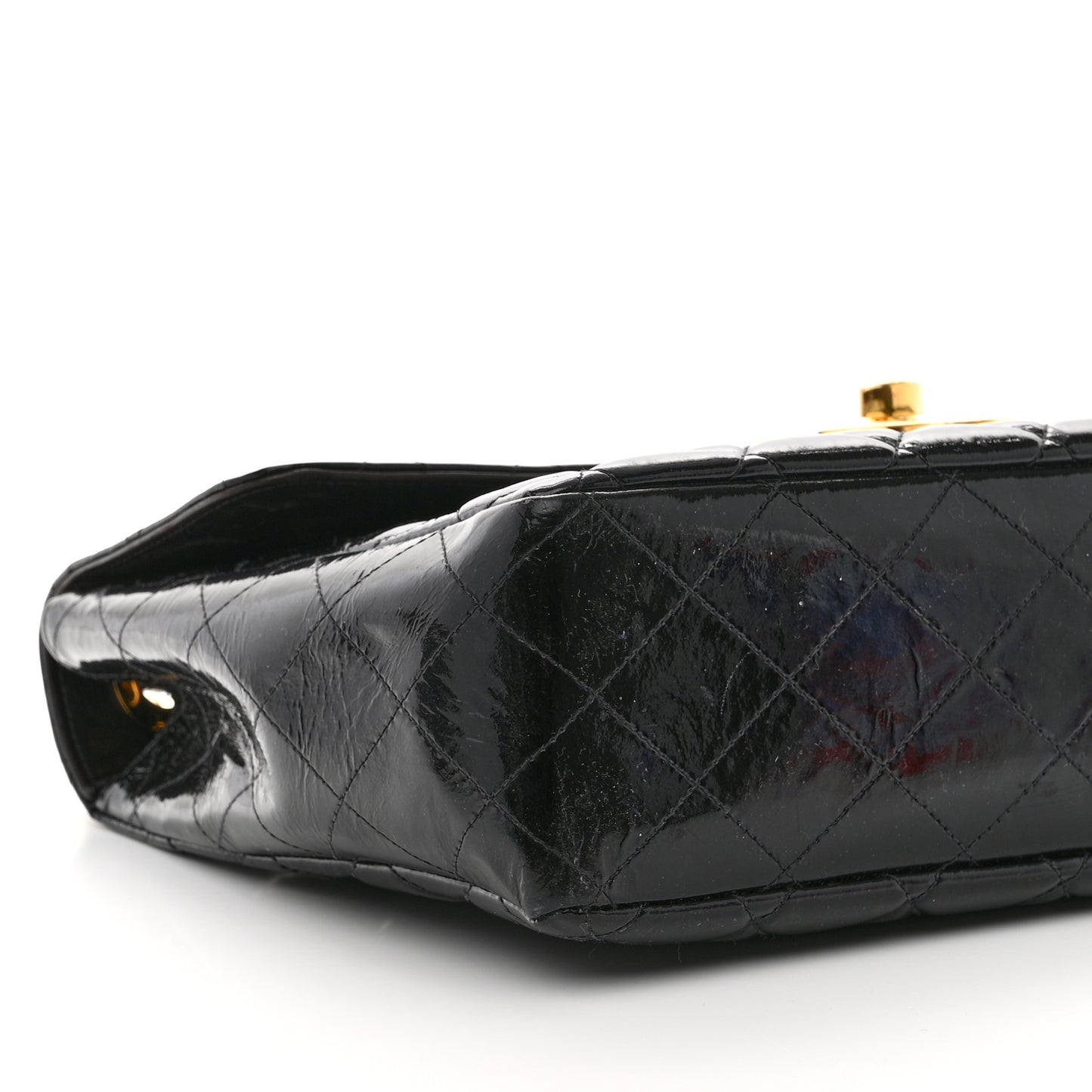 Patent Quilted XL Jumbo Single Flap Black