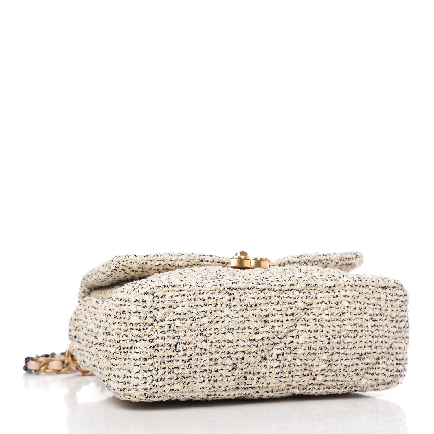 Chanel Tweed Quilted Medium 19 Flap Ecru Black 4 of 10