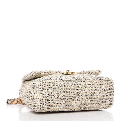 Chanel Tweed Quilted Medium 19 Flap Ecru Black 4 of 10