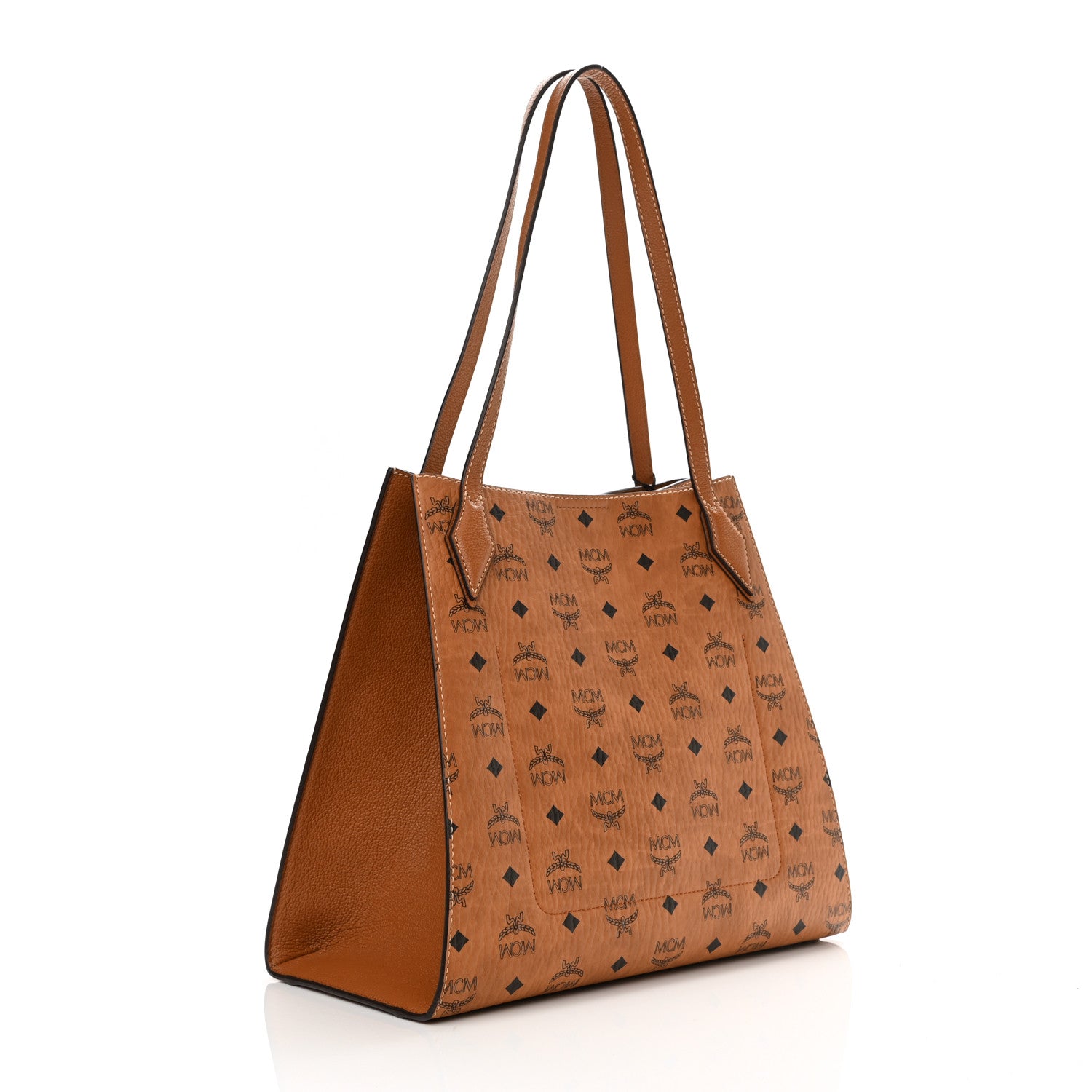 MCM Visetos Medium Luisa Shopper Tote Cognac 3 of 8