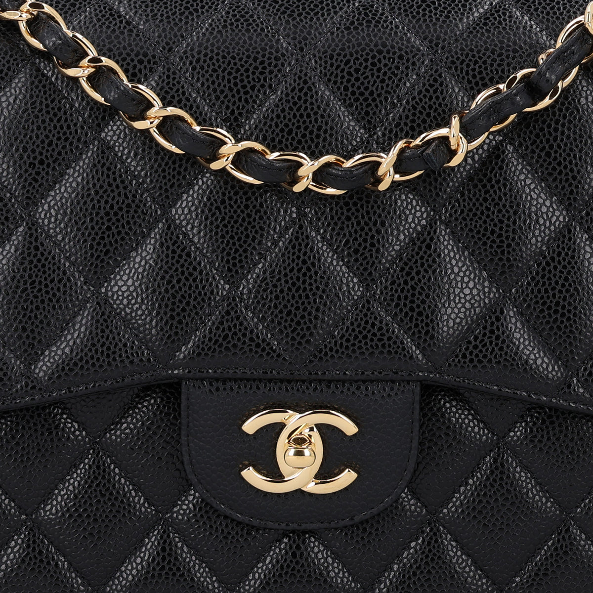 Caviar Quilted Jumbo Double Flap Black