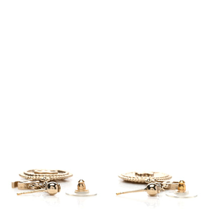 Chanel Medallion Clover CC Drop Earrings Light Gold 3 of 4