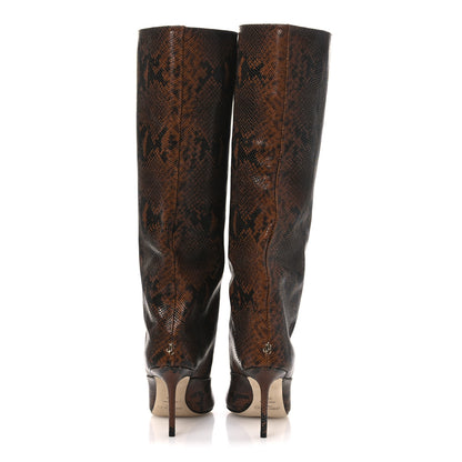 Jimmy Choo Snake Printed Brelan 85 Tall Boots 38.5 Cuoio 6 of 11