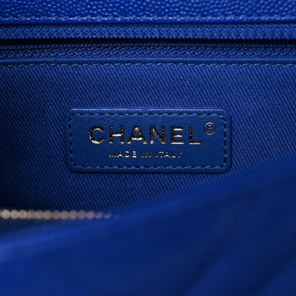 Chanel Caviar Chevron Quilted Small Coco Handle Flap Blue 10 of 11