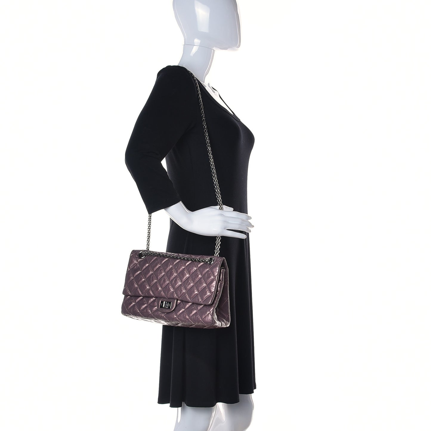 Metallic Calfskin Quilted 2.55 Reissue 226 Flap Rose Fonce