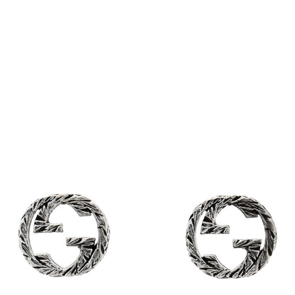 Gucci Sterling Silver Textured Interlocking G Stud Earrings 1 of 4