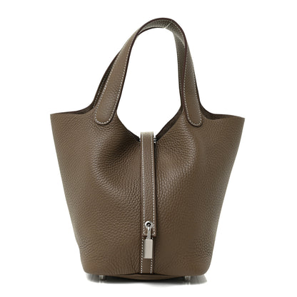 Hermes Taurillon Clemence Picotin Lock 18 PM Etoupe 1 of 9