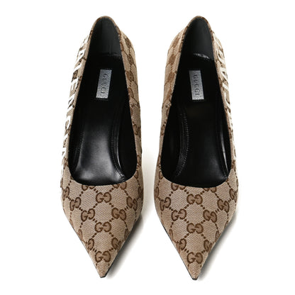 Balenciaga X GUCCI GG Monogram Square Knife 80mm Pumps 39.5 Beige Ebony 5 of 10