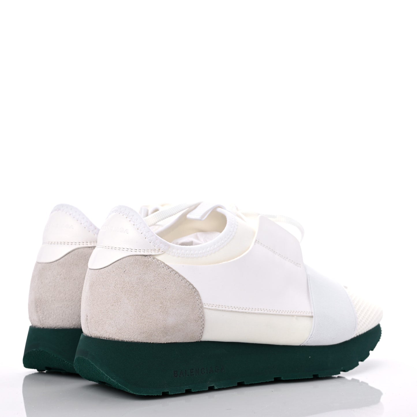 Mesh Calfskin Neoprene Womens Race Runner Sneakers 38 White