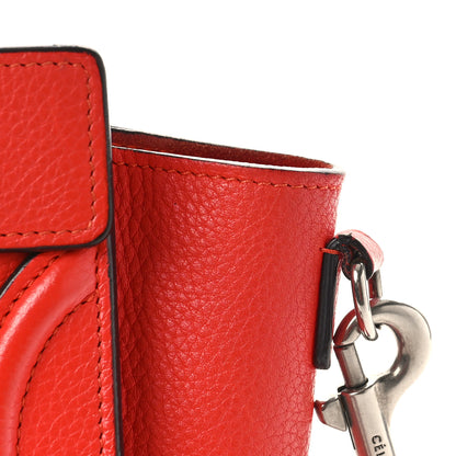 Celine Drummed Calfskin Nano Luggage Coquelicot 12 of 13