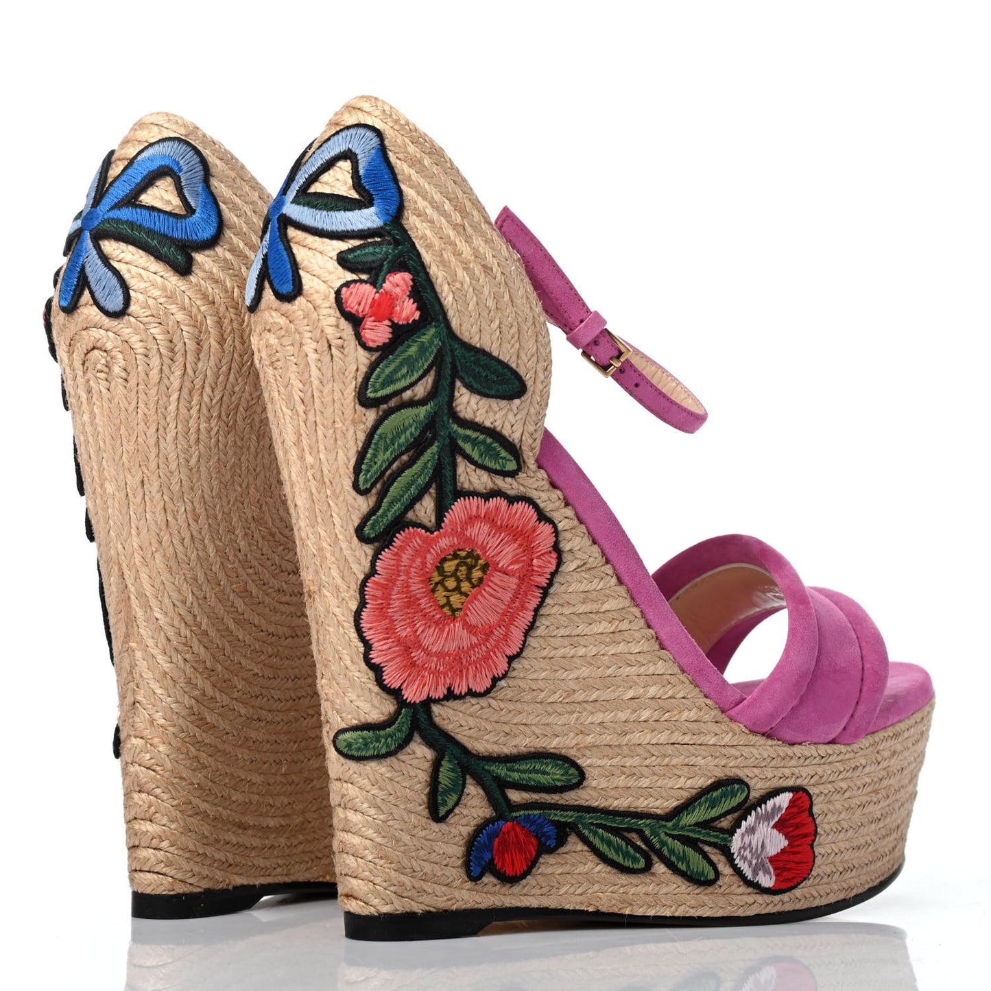 Kid Scamosciato Ophelia Espadrille Platform Wedge Sandals 37 Rododendro