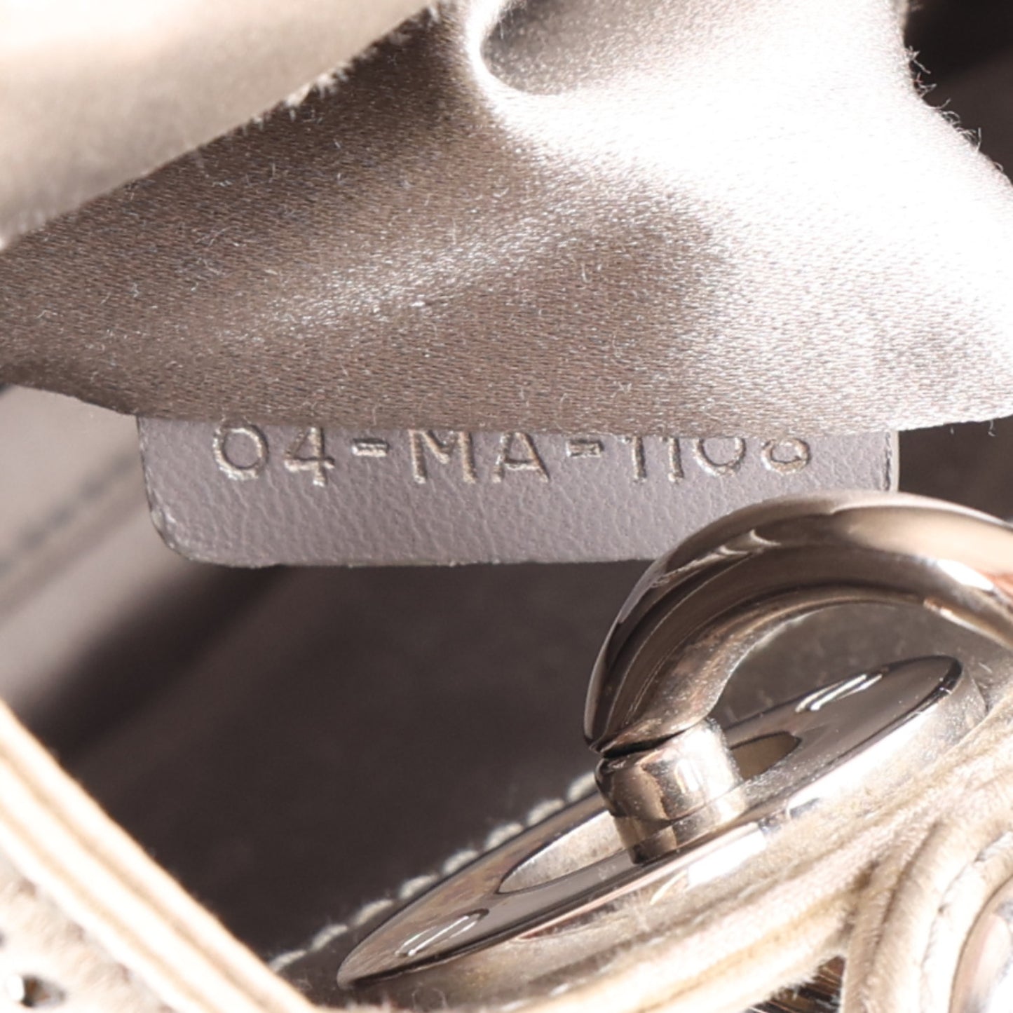 Satin Crystal Cannage Mini Lady Dior Gray