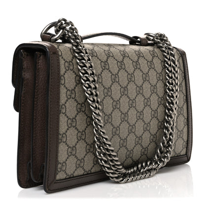 Gucci GG Supreme Monogram Textured Dollar Calfskin Top Handle Dionysus Shoulder Bag Beige Ebony New Acero 3 of 10
