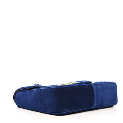 Gucci Velvet Matelasse Medium GG Marmont Shoulder Bag Cobalt Blue 4 of 13