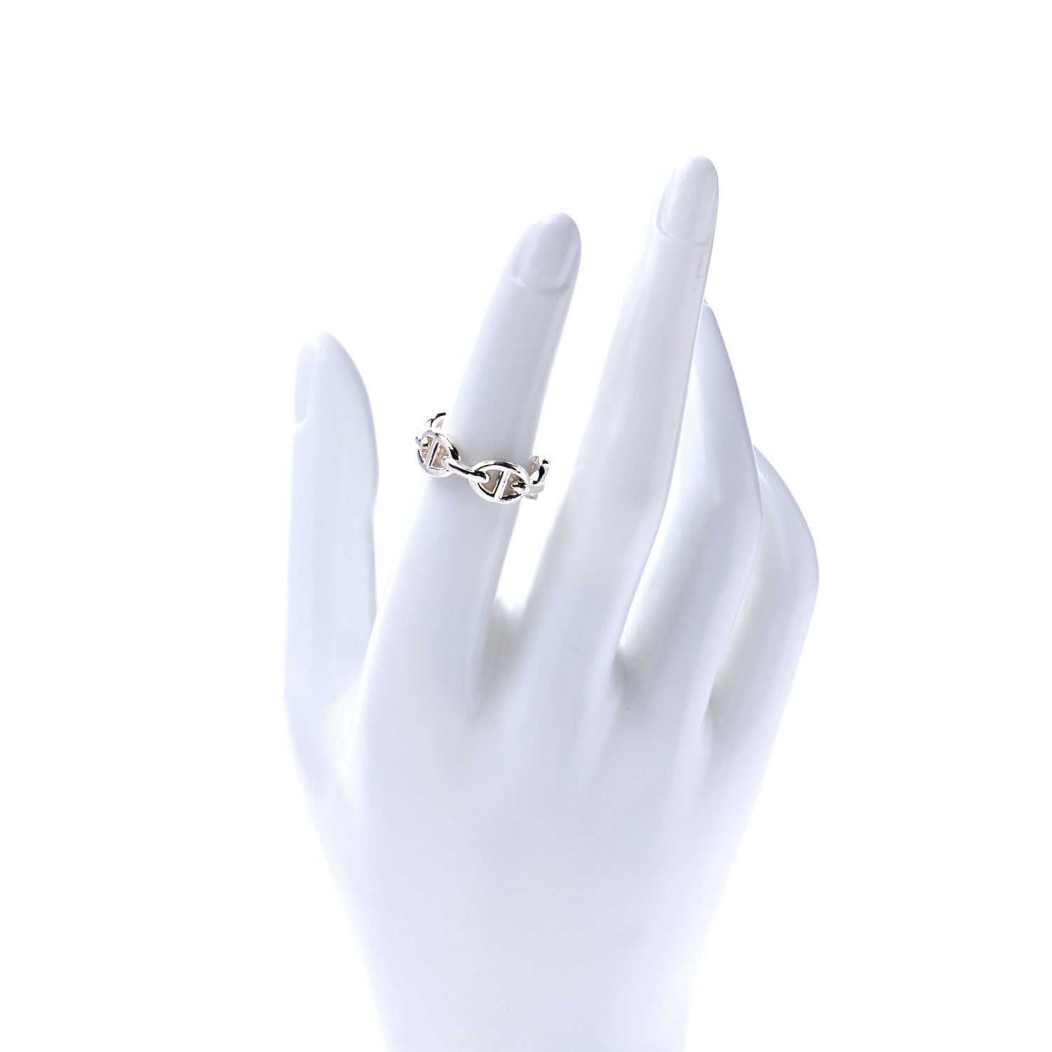 Hermes Sterling Silver PM Chaine d'Ancre Enchainee Band Ring 50 5.5 2 of 7