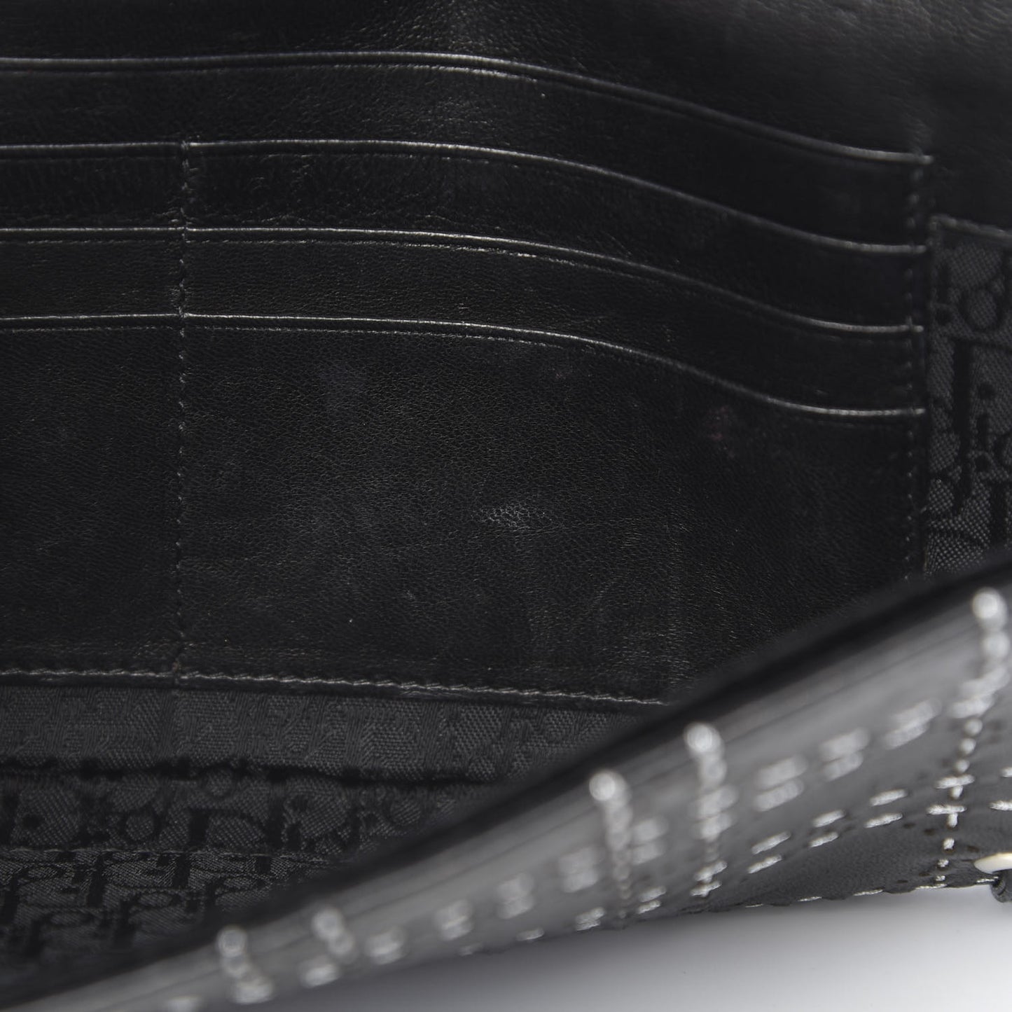 Lambskin Perforated Stitched Clutch Wallet Black