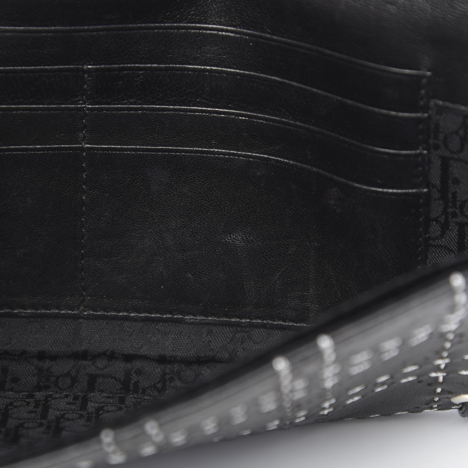 Christian Dior Lambskin Perforated Stitched Clutch Wallet Black 7 of 9