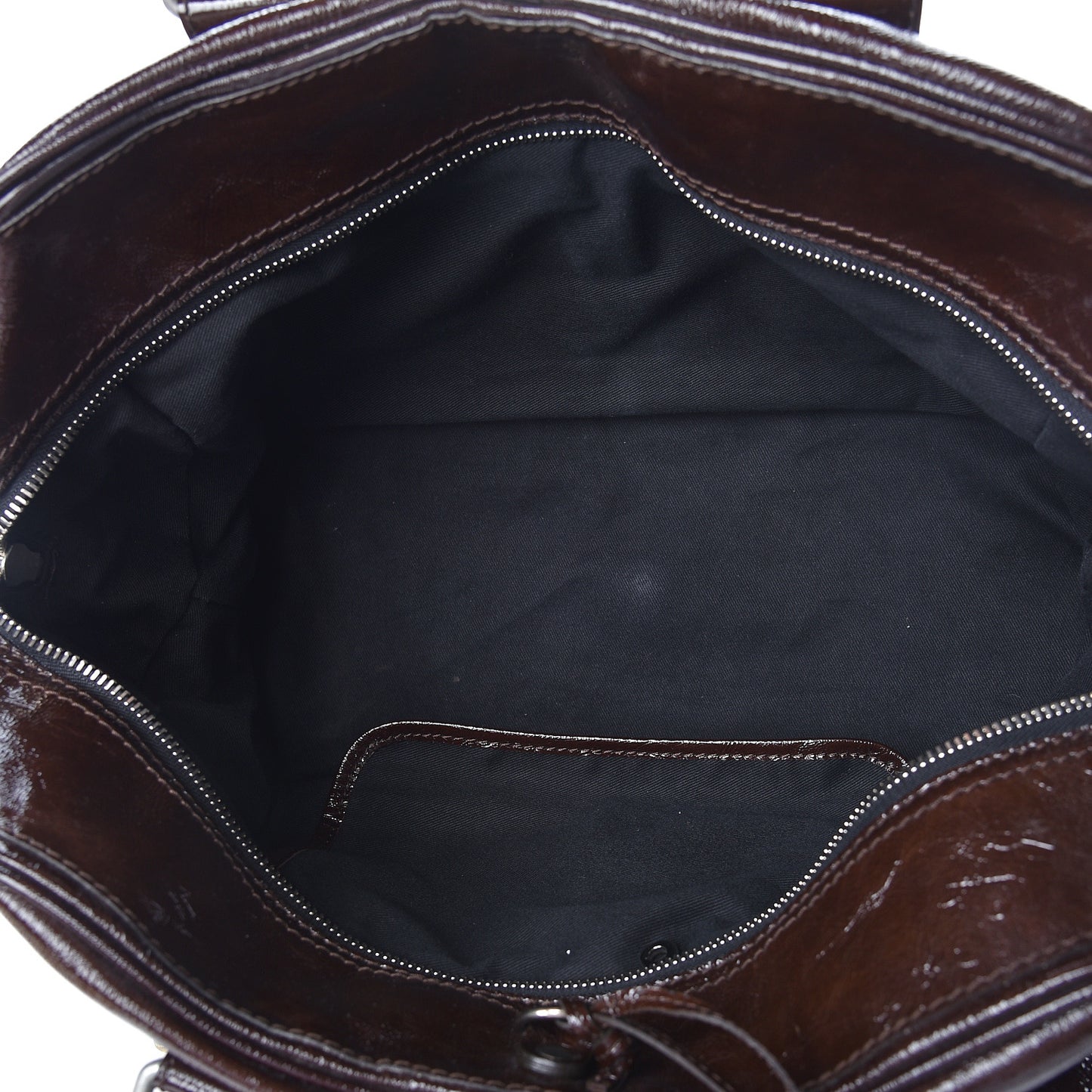 Crinkled Patent Betty Shoulder Bag Chocolate