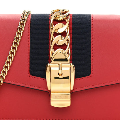 Gucci Calfskin Super Mini Sylvie Chain Shoulder Bag Hibiscus Red 8 of 8