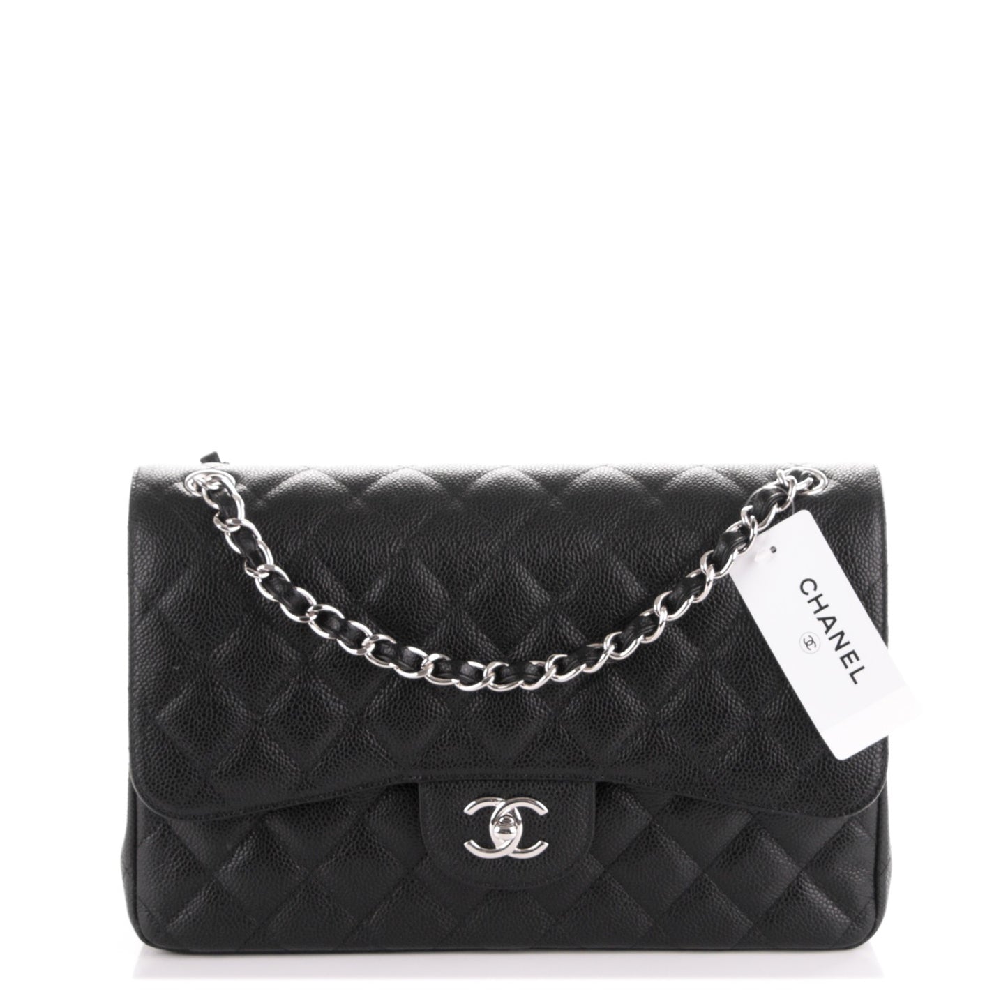 Caviar Quilted Jumbo Double Flap Black