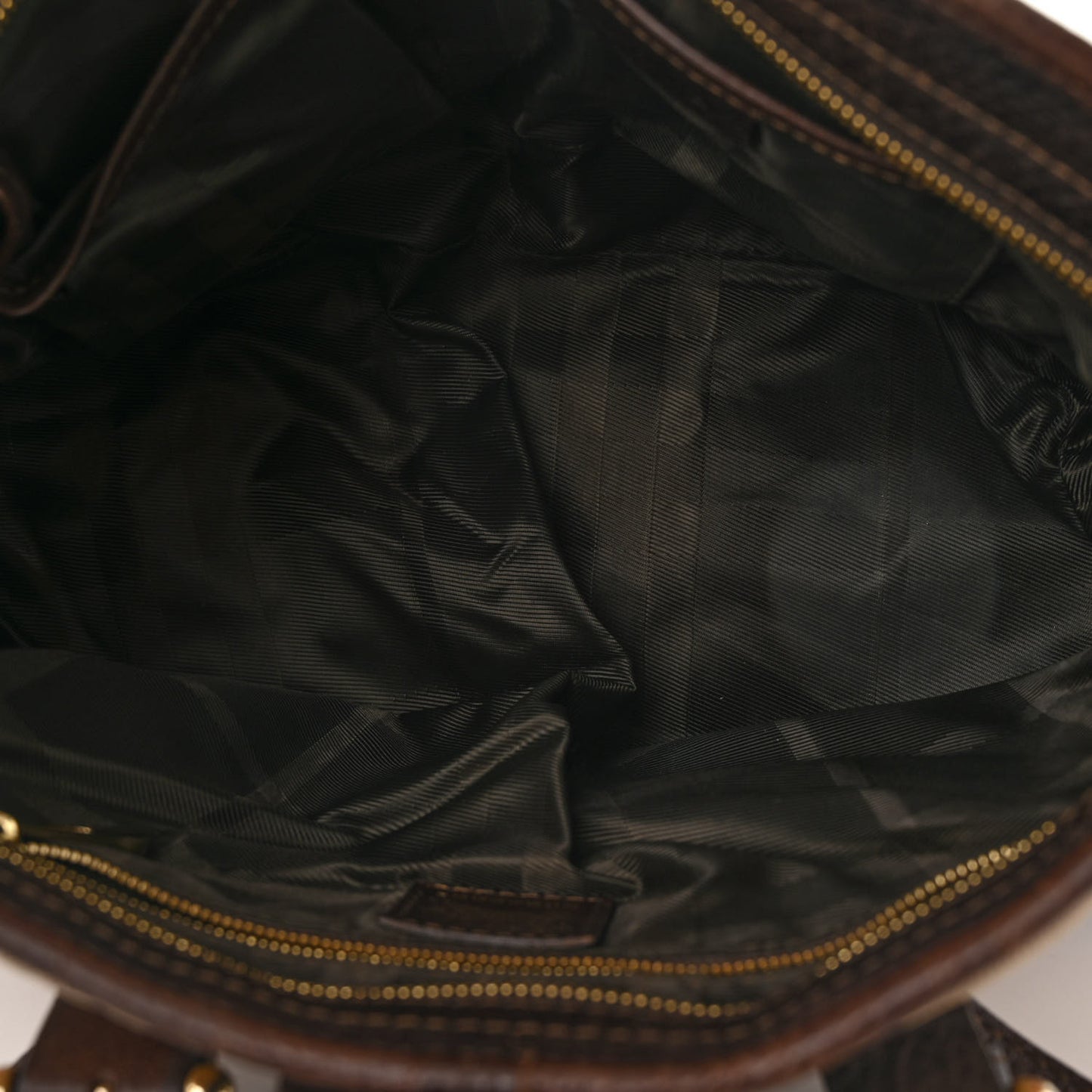 House Check Quilted Tote Brown