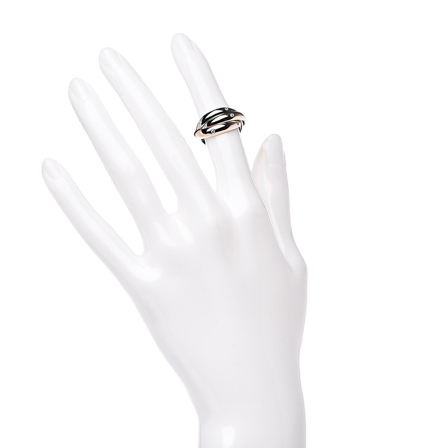 18K Pink Yellow White Gold Diamond Trinity Ring 50 5.25