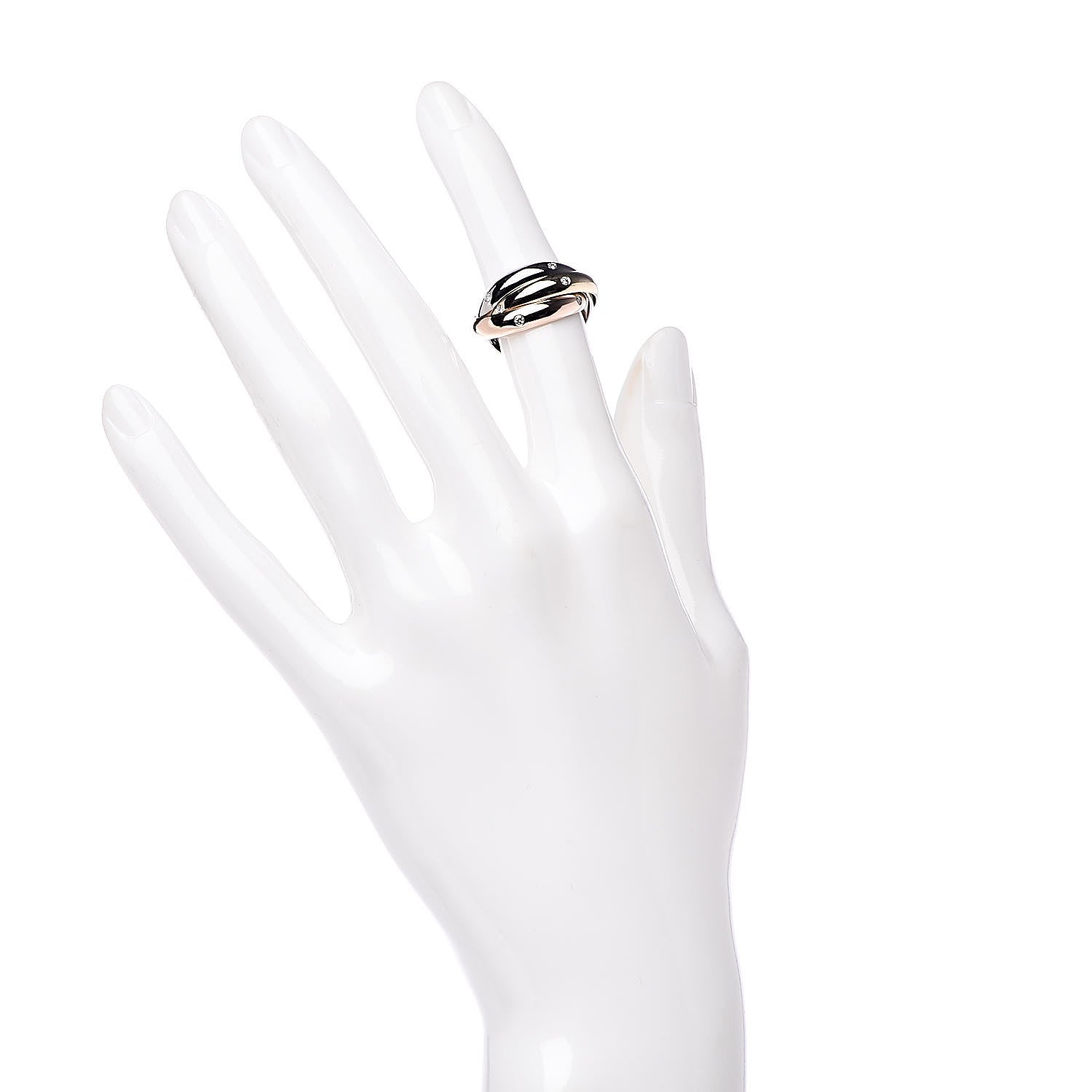 Cartier 18K Pink Yellow White Gold Diamond Trinity Ring 50 5.25 2 of 5