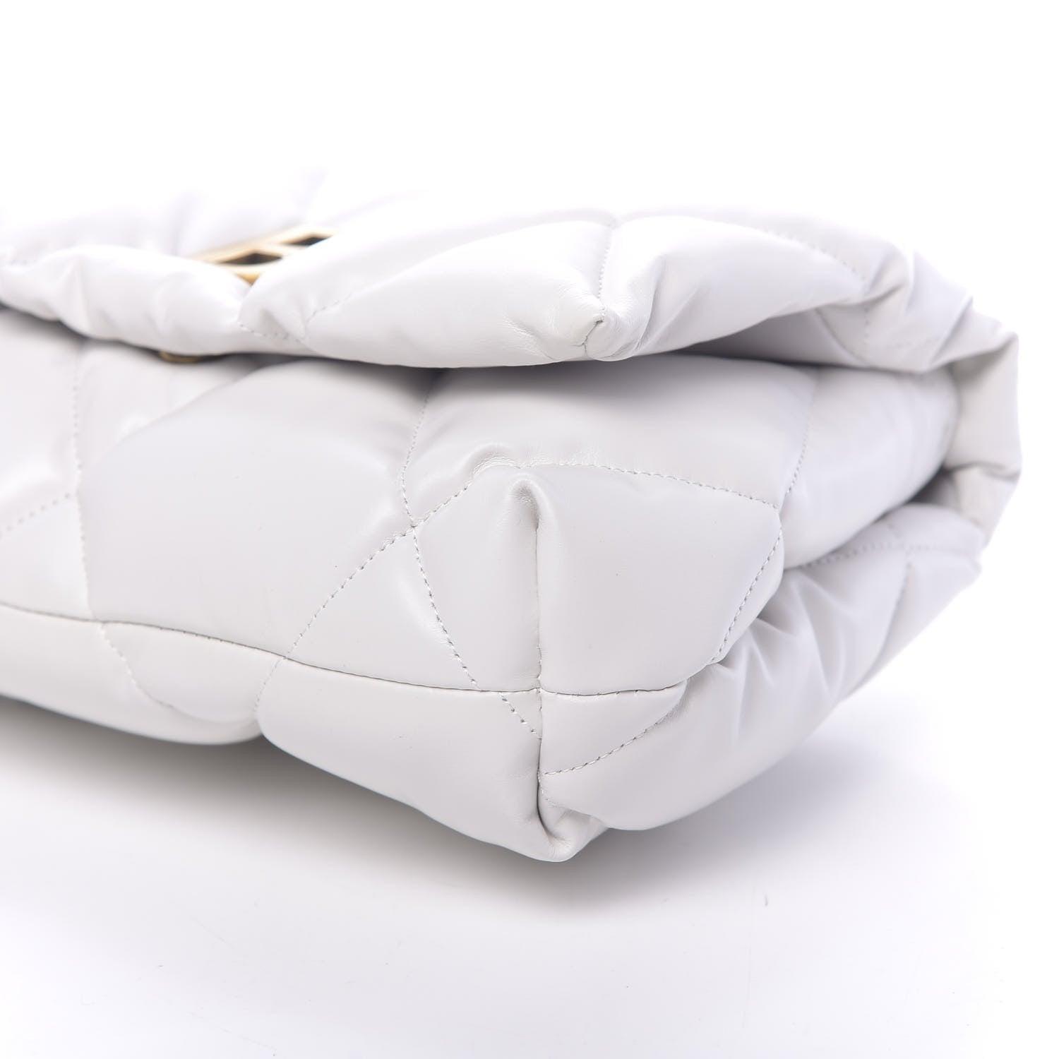 Balenciaga Nappa Calfskin Quilted Touch B Puffy Clutch White 8 of 9