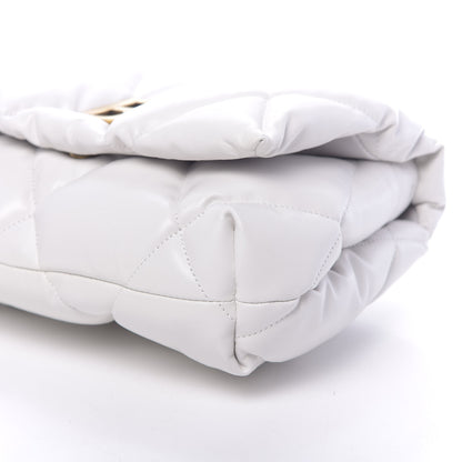 Balenciaga Nappa Calfskin Quilted Touch B Puffy Clutch White 8 of 9