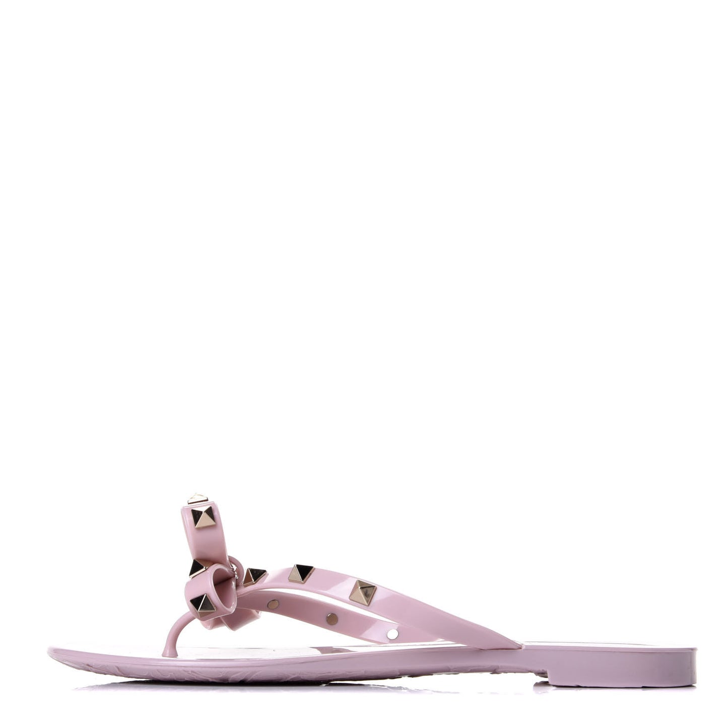 PVC Jelly Rockstud Bow Thong Sandals 37 Water Rose