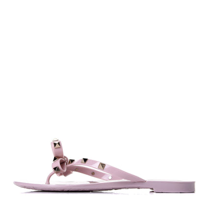 Valentino Garavani PVC Jelly Rockstud Bow Thong Sandals 37 Water Rose 1 of 10