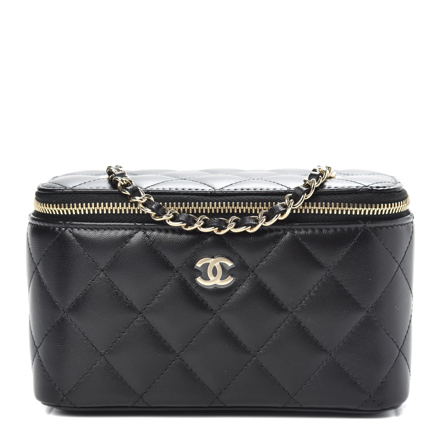 Chanel Lambskin Quilted Small Vanity Case With Chain Black 1 of 10