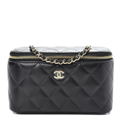 Chanel Lambskin Quilted Small Vanity Case With Chain Black 1 of 10